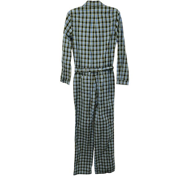 Burberry Jumpsuit Check Tie Waist Azure Blue Size 6 NWT - Picture 11 of 12